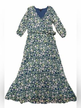 Allison Brittney-blue floral mesh Maxi Dress